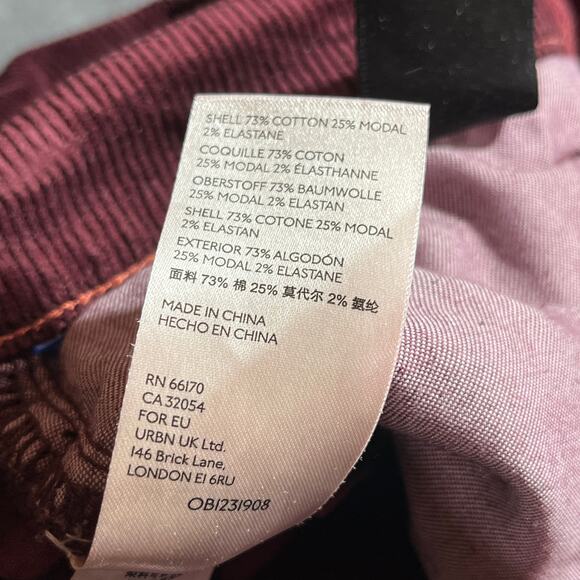 Anthropologie Pilcro Pants Womens 27 Red Two-Tone‎ Corduroy High Rise Slim - Picture 9 of 12